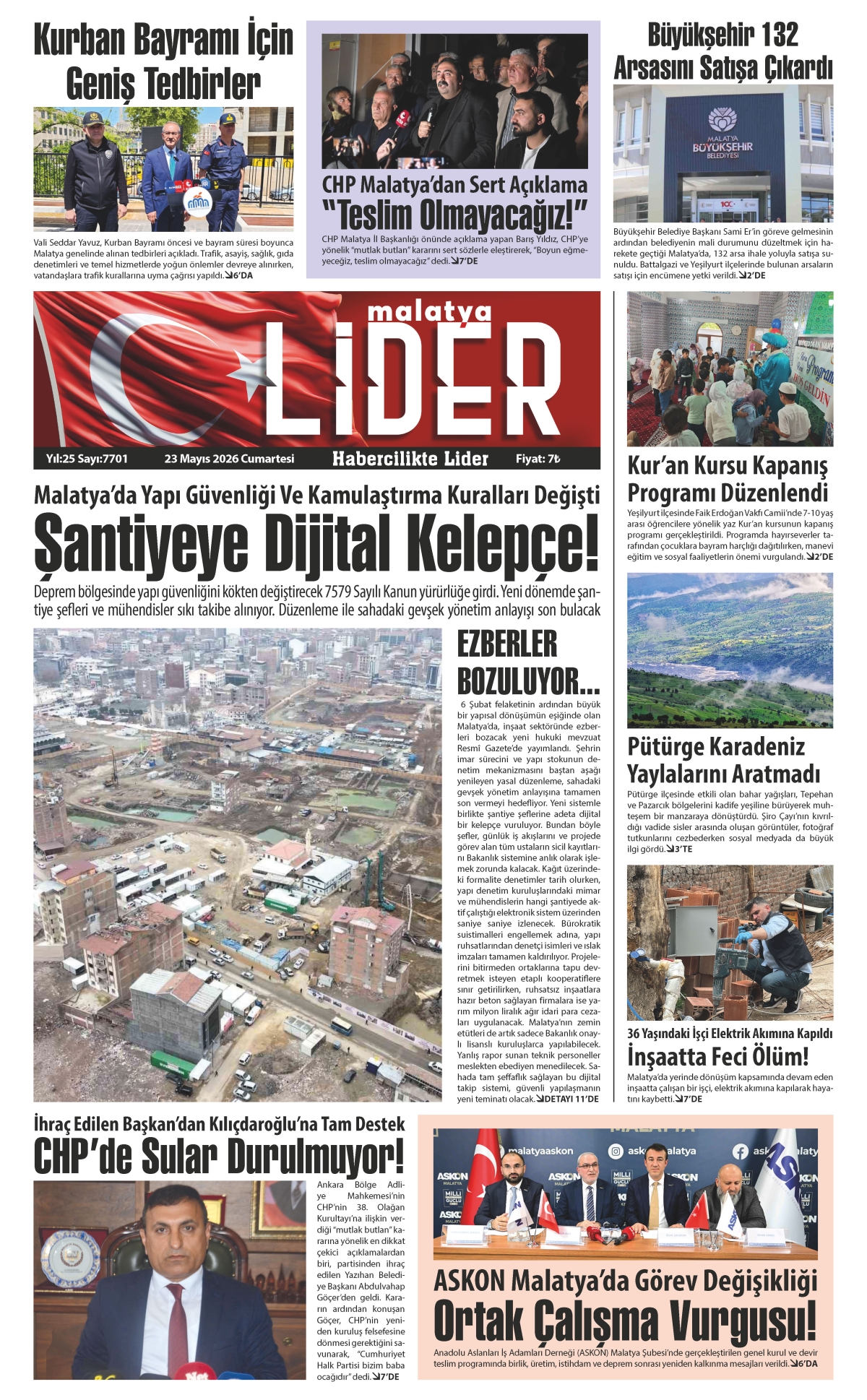 23 MAYIS 2026 LİDER GAZETESİ
