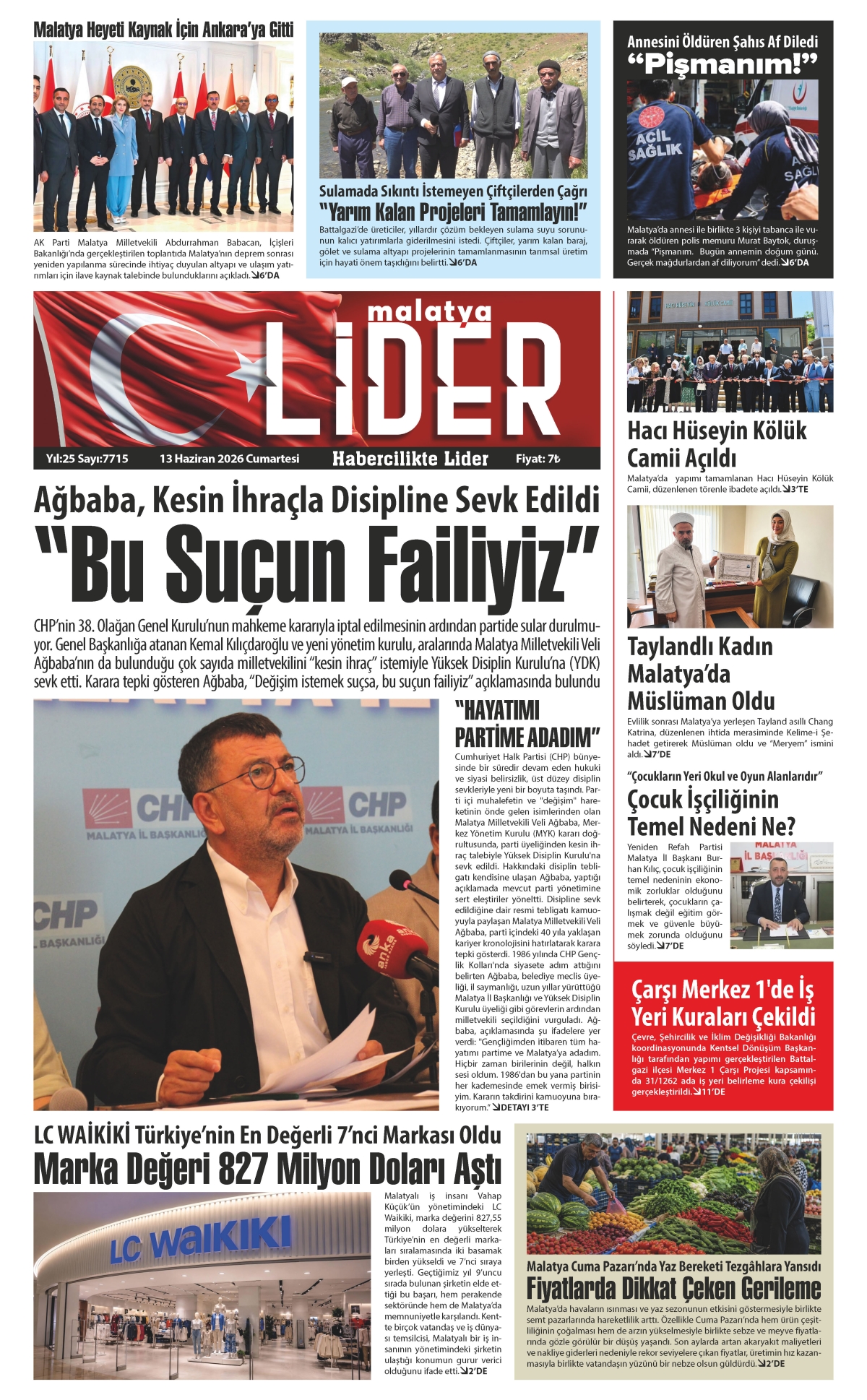 13 HAZİRAN 2026 LİDER GAZETESİ