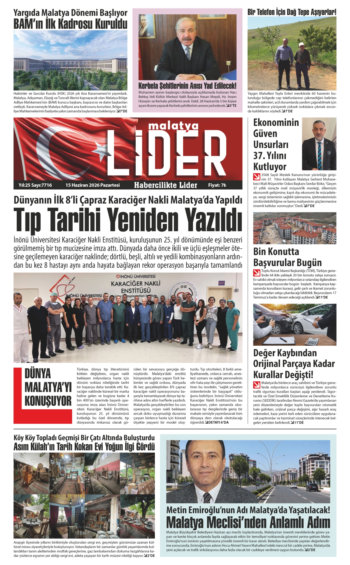 15 HAZİRAN 2026 LİDER GAZETESİ