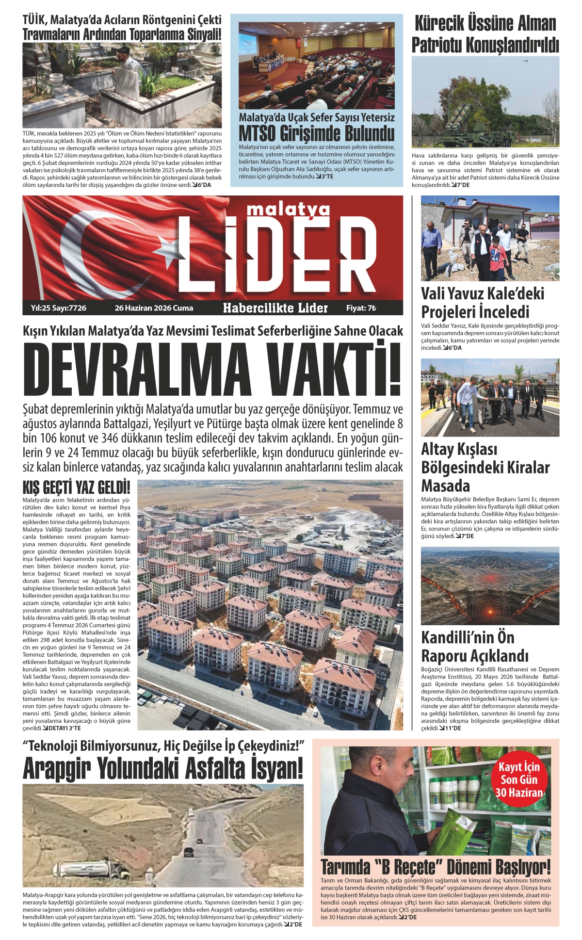 26 HAZİRAN 2026 LİDER GAZETESİ