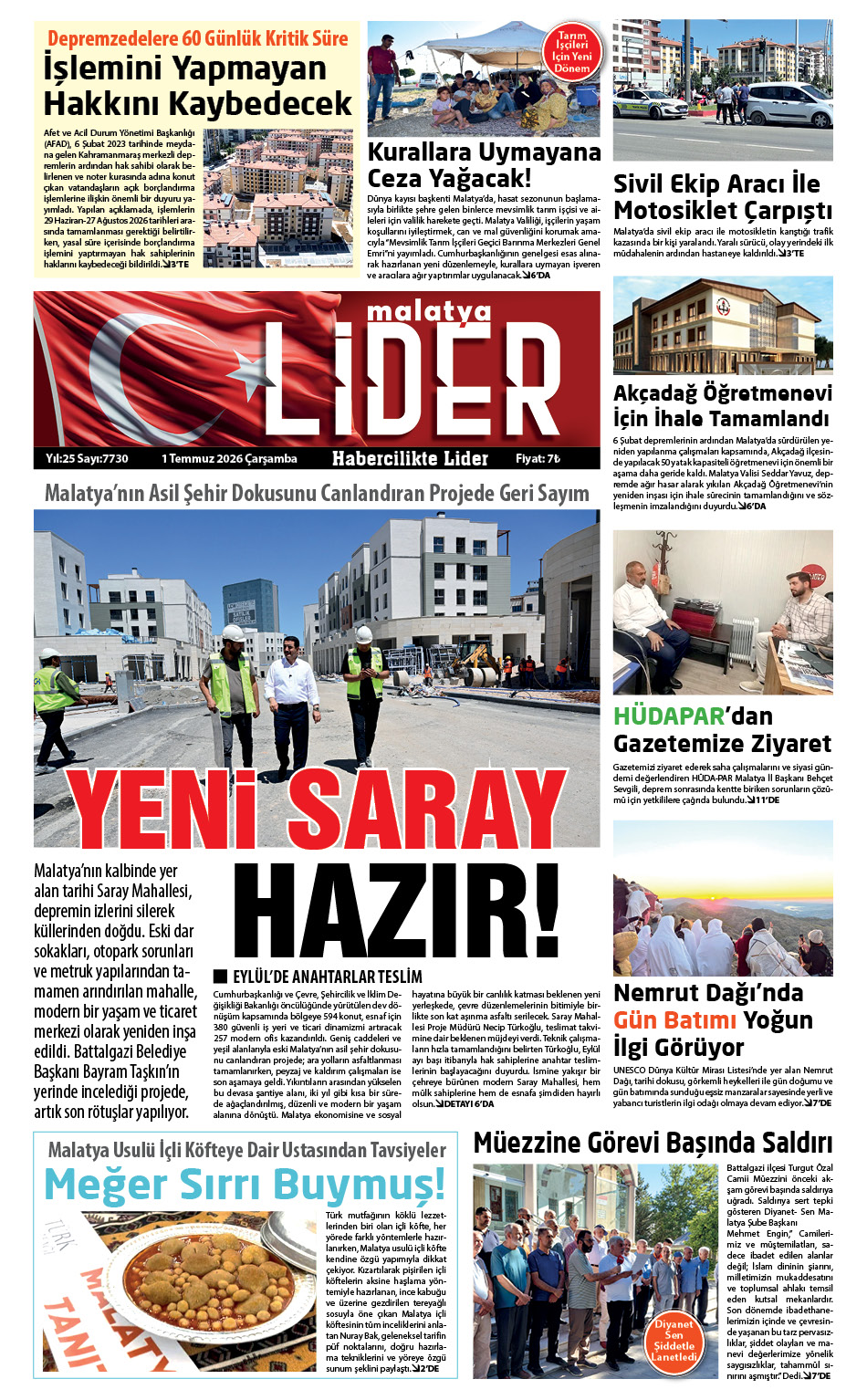 01 TEMMUZ 2026 LİDER GAZETESİ