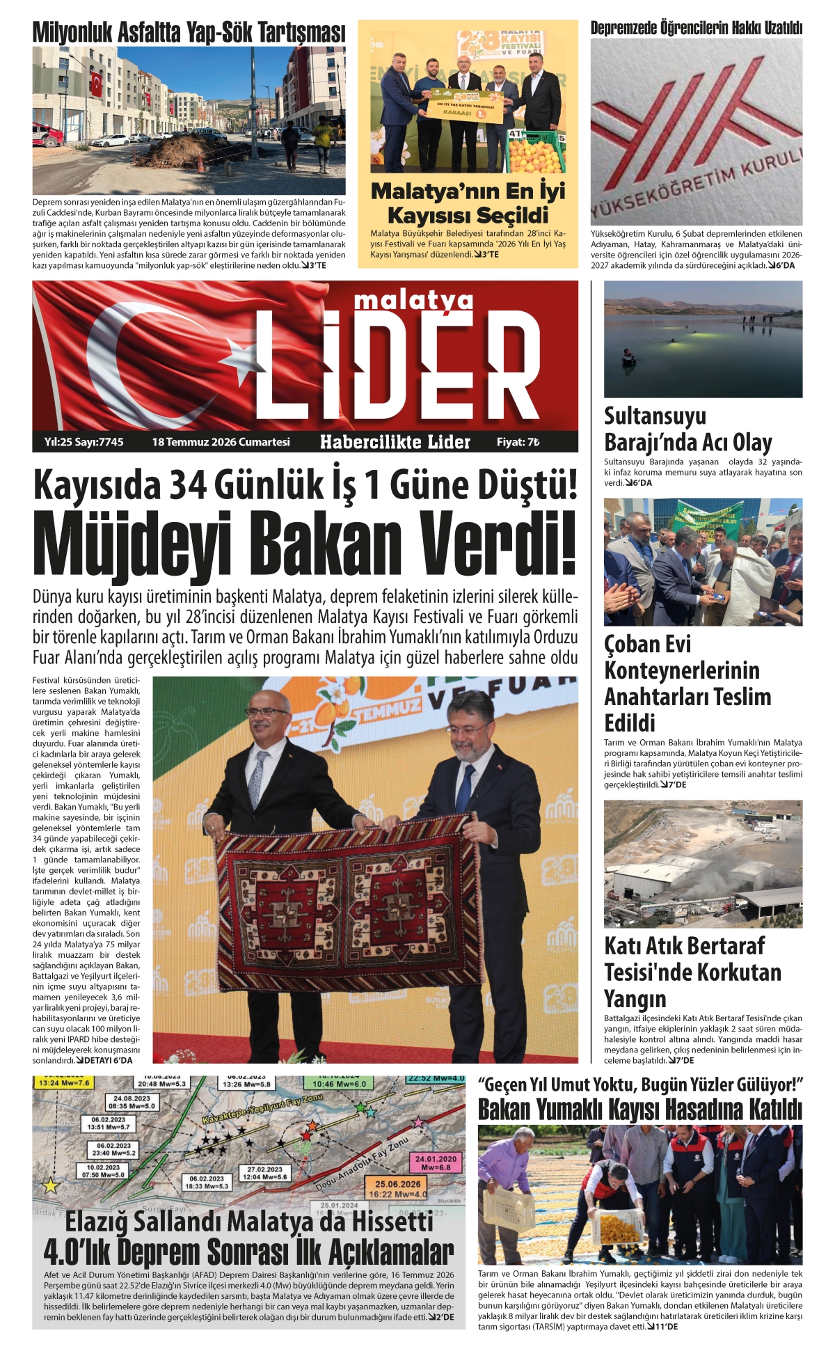 18 TEMMUZ 2026 LİDER GAZETESİ