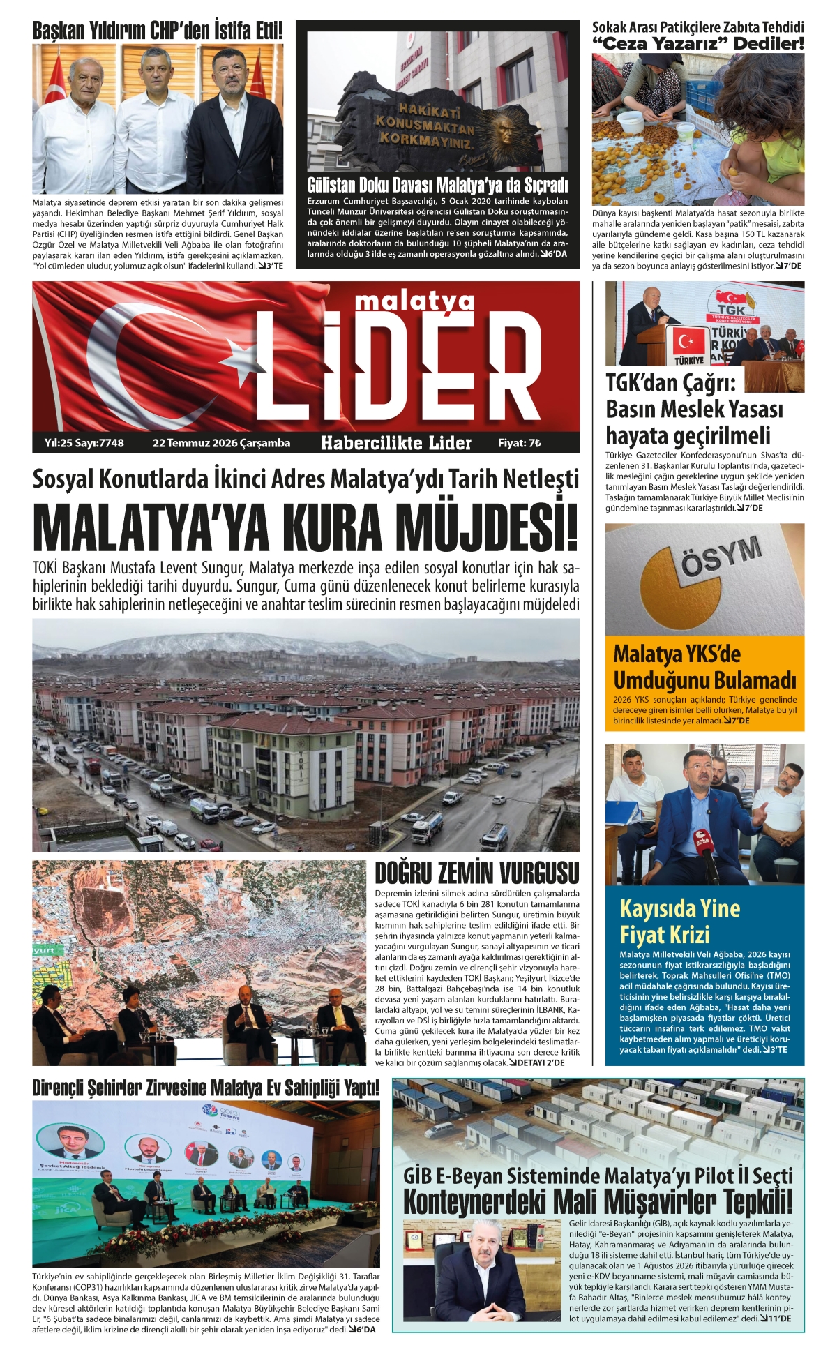 22 TEMMUZ 2026 LİDER GAZETESİ