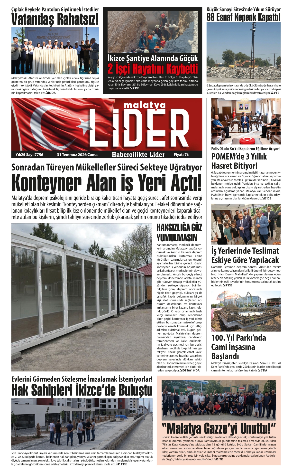 31 TEMMUZ 2026 LİDER GAZETESİ