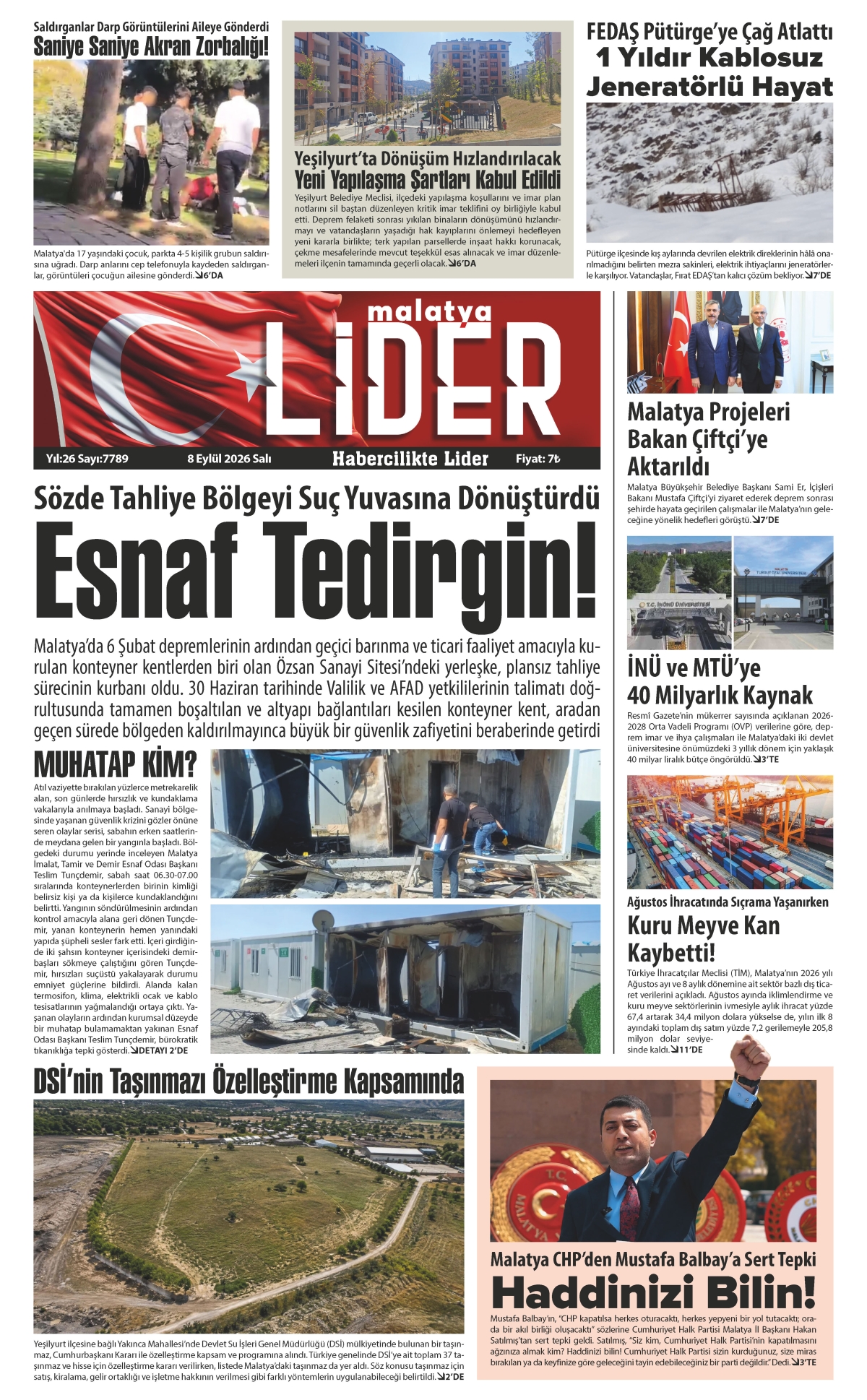 08 EYLÜL 2026 LİDER GAZETESİ
