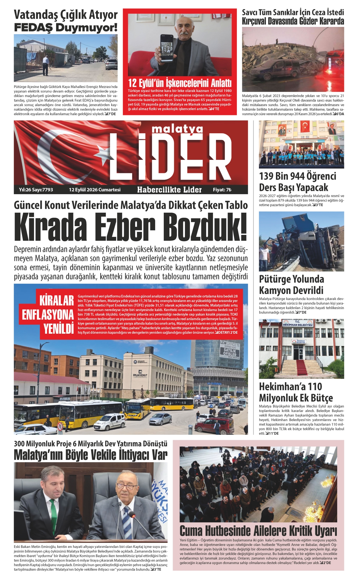 12 EYLÜL 2026 LİDER GAZETESİ