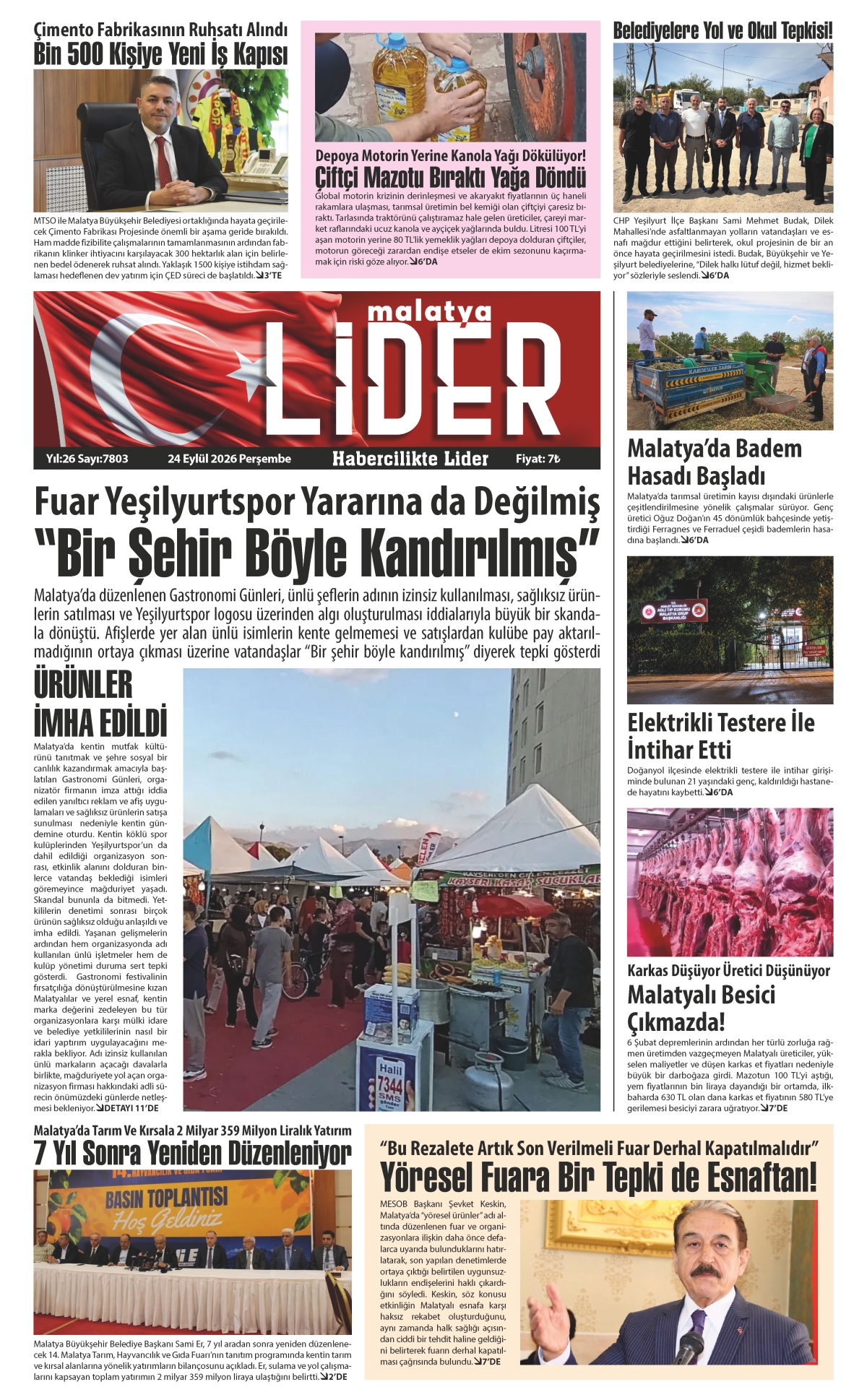 24 EYLÜL 2026 LİDER GAZETESİ