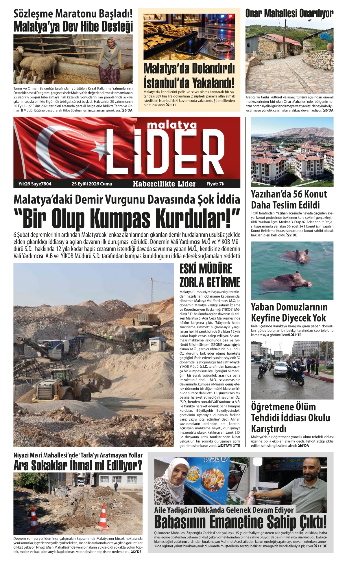 25 EYLÜL 2026 LİDER GAZETESİ
