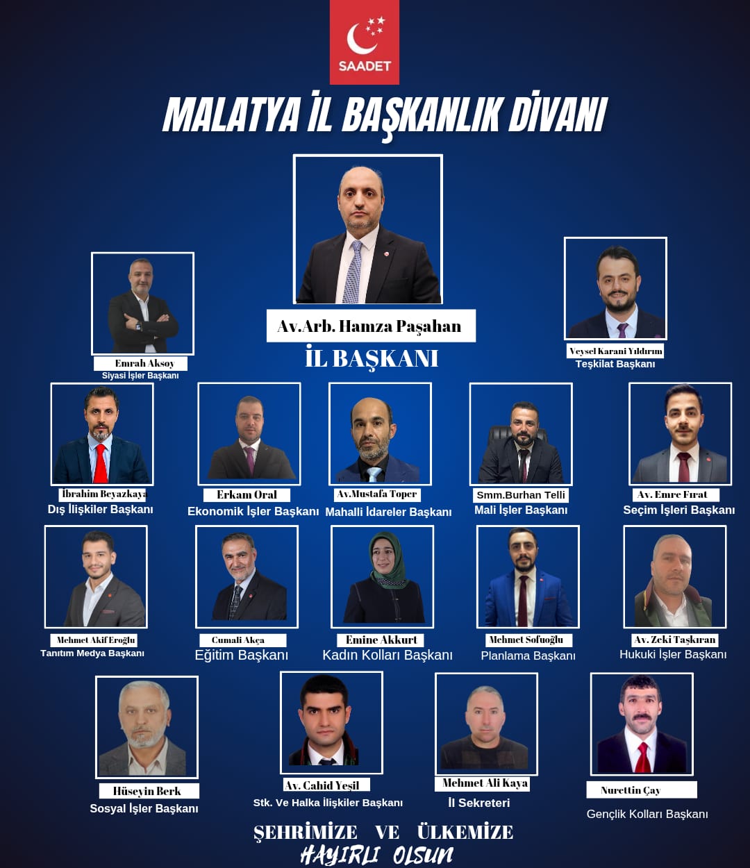 Hamza Paşahan Yeni Dönem Başkanlık Divanını Açıkladı