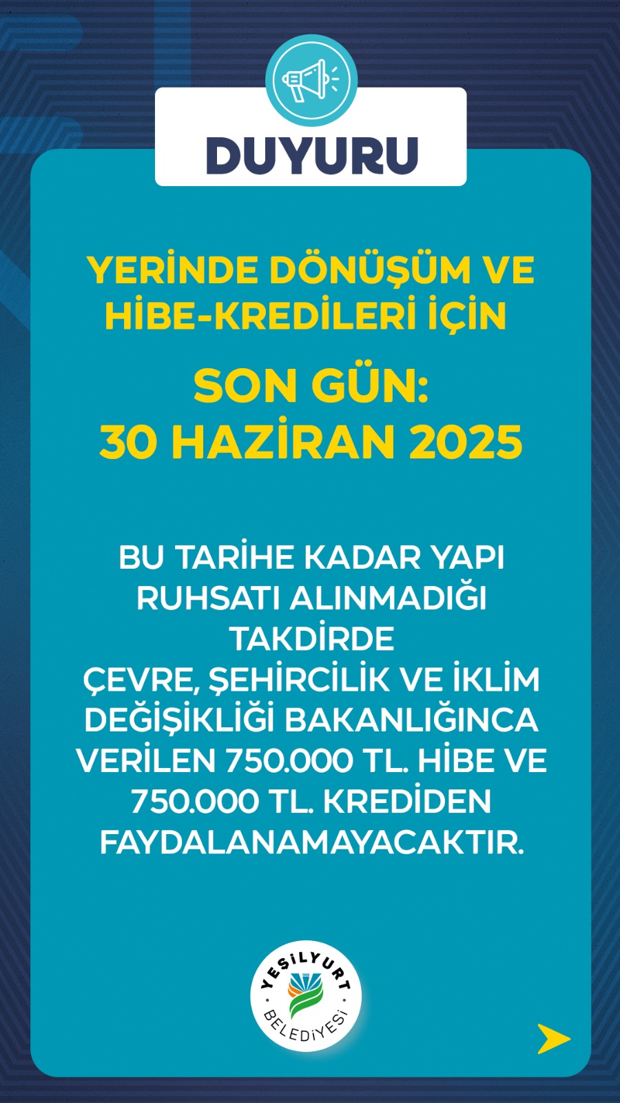 Yeşilyurt Belediyesi'nden Vatandaşlara Mühim Uyarı 