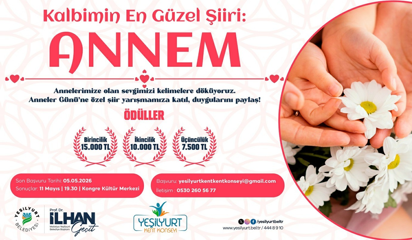 Yeşilyurt Belediyesi’nden Anneler Günü’ne Özel Ödüllü Şiir Yarışması