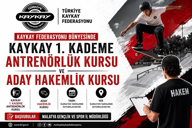 Malatya'da Kaykay Antrenörlük ve Aday Hakemlik Kursu Açılacak