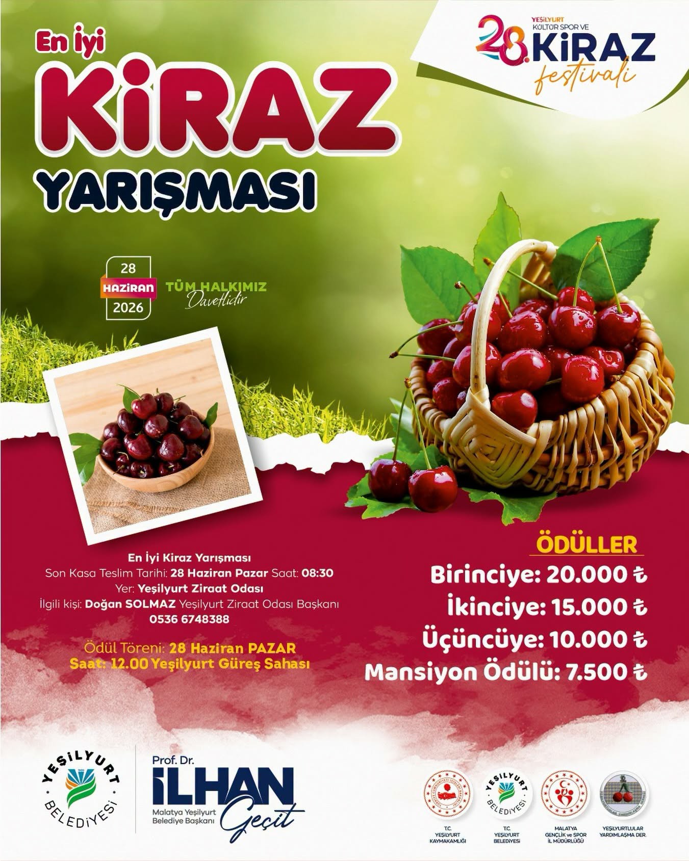 Yeşilyurt'ta Ödüllü En İyi Kiraz Yarışması Düzenlenecek