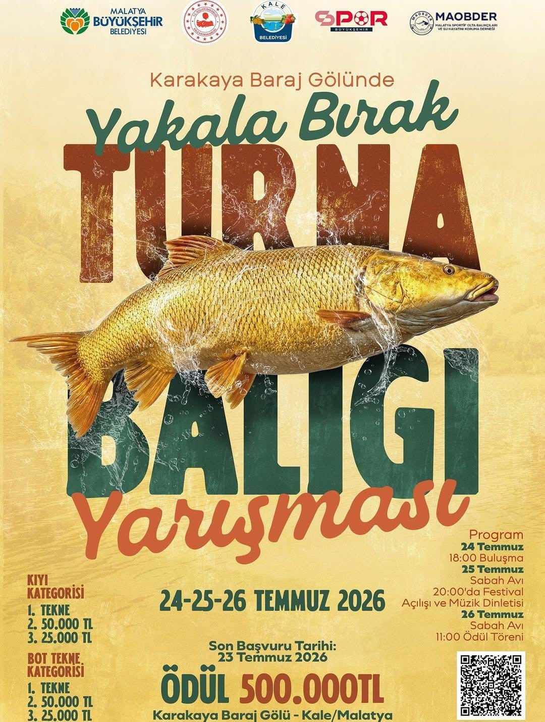 Malatya'da Yakala Bırak Turna Balığı Yarışması Düzenleniyor