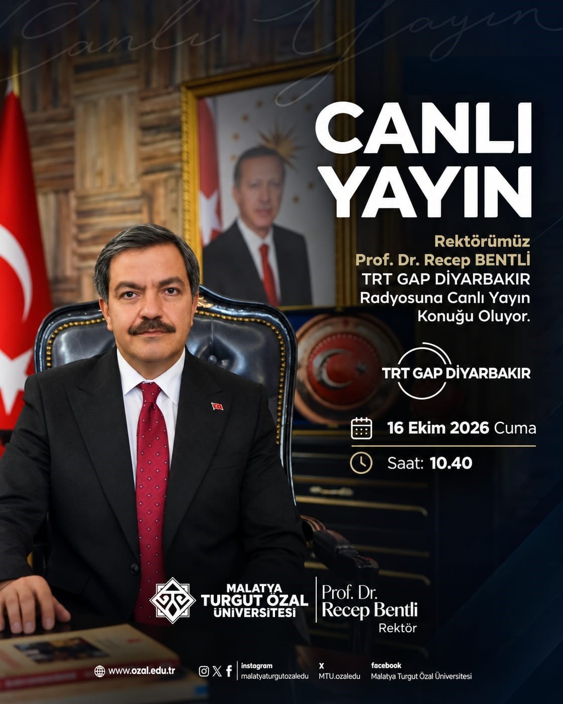 MTÜ Rektörü Bentli,TRTGAPda Üniversitenin Hazırladığı 12 Bilimsel Çalışmayı Anlattı